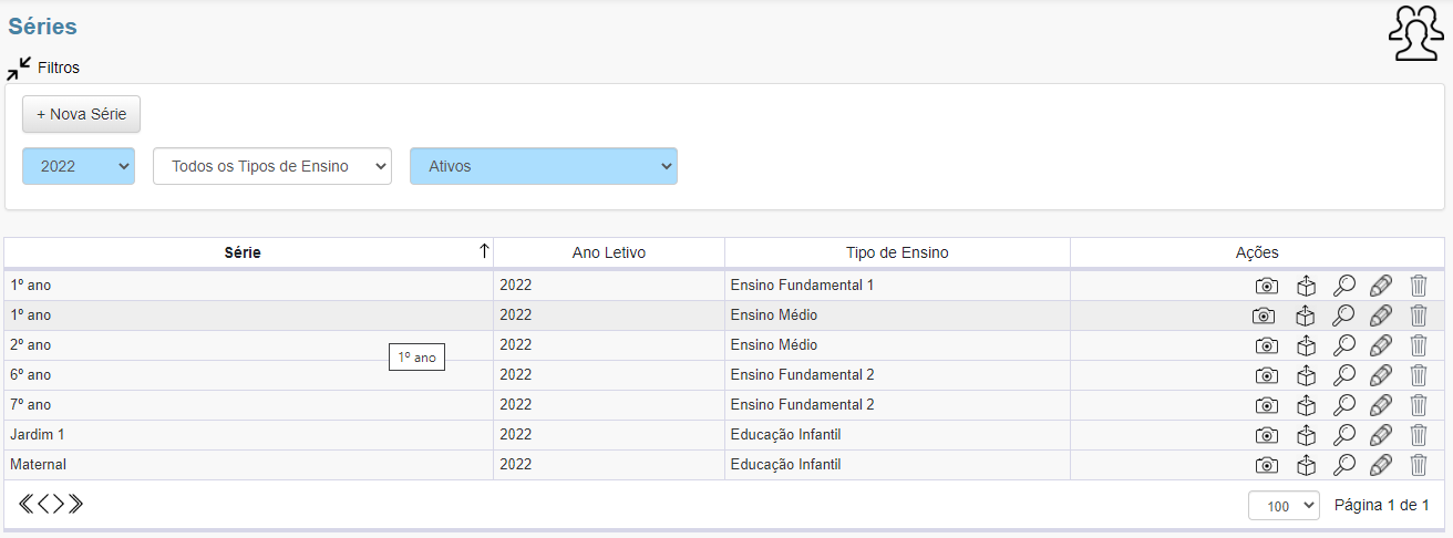 Figura 4. Software para escolas Software de Gestão Escolar. Gestão de séries.