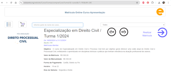 Sistema de Matrículas do Curso/Série - Detalhes do Curso/Série