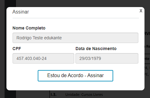 Software para assinatura online contrato escola aluno